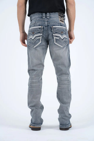 Platini Holt Men's Blue Grey Slim Boot Cut Jeans