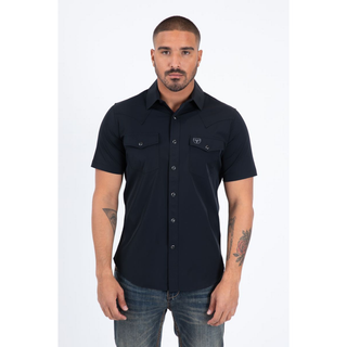 Mens "PERFORMANCE" Western Short Sleeve Shirt- Black