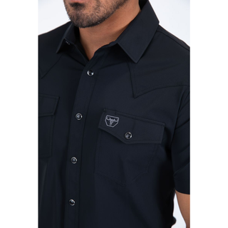 Mens "PERFORMANCE" Western Short Sleeve Shirt- Black