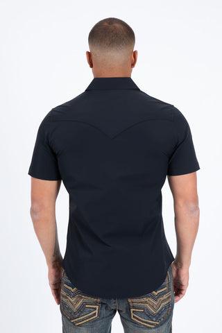 Mens "PERFORMANCE" Western Short Sleeve Shirt- Black
