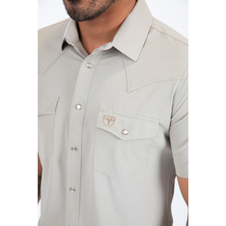 Mens "PERFORMANCE" Western Short Sleeve Shirt- Beige