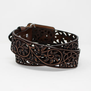 Western Laser Cut Floral Belt- Café