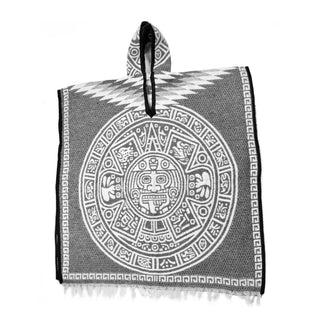 Mexican Poncho/Gabanes Aztec Design-  grey