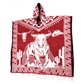 Mexican Poncho/Gabanes Toro Design- Red