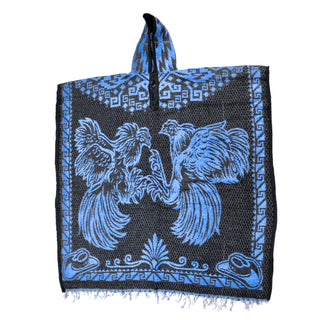 Mexican Poncho/Gabanes Rooster Design- Blue