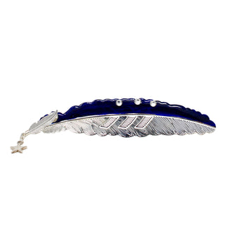 Aluminum Double Feather Hat Accent- Navy & Silver Star