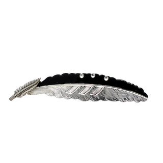 Aluminum Triple Feather Hat Accent- Black & Silver