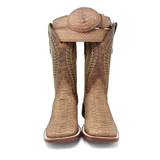 Ranchers Light Brown Python Square Toe Cowboy Boots