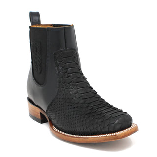 Ranchers Black Python Rodeo Toe Ankle Boot