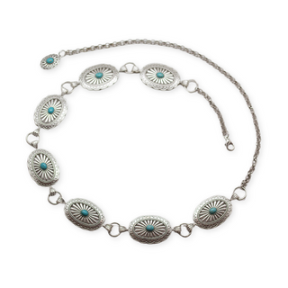 Women's Silver & Turquoise Concho Chain Belt