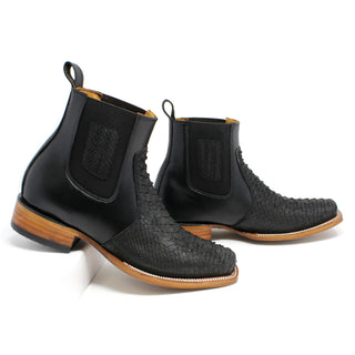 Ranchers Black Python Rodeo Toe Ankle Boot