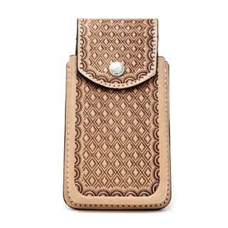 Leather Diamond Cell Phone Case- Natural