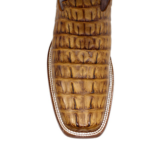 Ranchers Caiman Tail Rodeo Toe Cowboy Boots- Antique Saddle