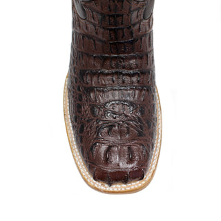 Artillero Caiman Print Square Toe Cowboy Boot- Brown