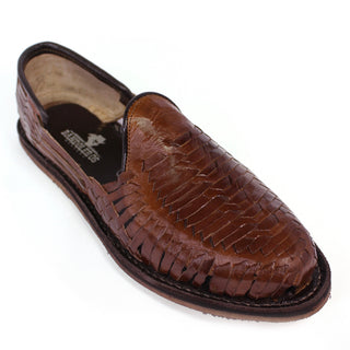 Bandoleros men's handmade brown leather Mexican huarache sandals featuring traditional woven genuine leather slip-on design