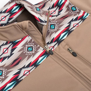 Rodeo Softshell Aztec Print Jacket Khaki/Brown