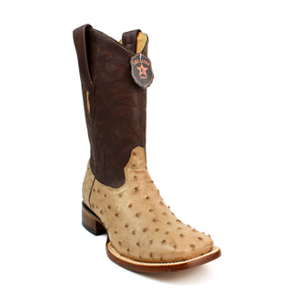 Los Altos Ostrich Square Toe Cowboy Boot - Mocha