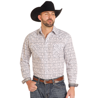 Panhandle Long Sleeve Snap Shirt - Black/White