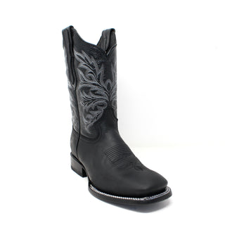 "Chava" Artillero Square Toe Cowboy Boot- Crazy Black