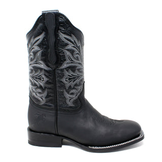 "Chava" Artillero Square Toe Cowboy Boot- Crazy Black