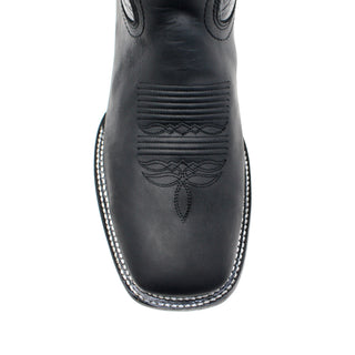 "Chava" Artillero Square Toe Cowboy Boot- Crazy Black
