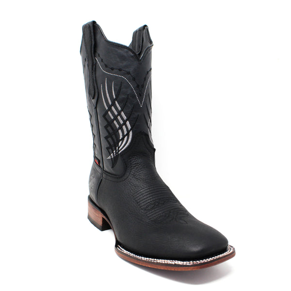 "Rigo" Artillero Square Toe Cowboy Boot- Grizzly Black