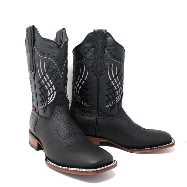 "Rigo" Artillero Square Toe Cowboy Boot- Grizzly Black