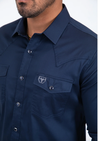 Platini Men's Modern Fit Snap Navy Dress Shirt