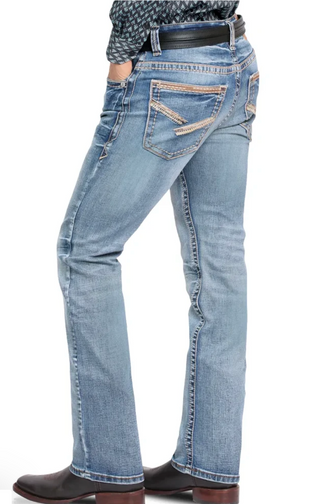 Montero Men’s Modern Bootcut Western Jeans - Light Blue