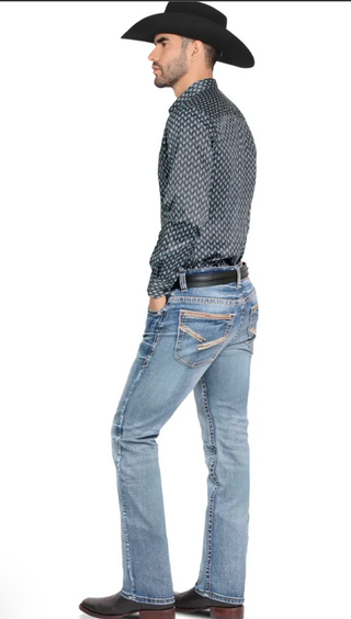 Montero Men’s Modern Bootcut Western Jeans - Light Blue
