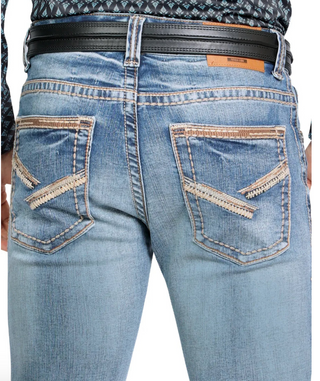 Montero Men’s Modern Bootcut Western Jeans - Light Blue