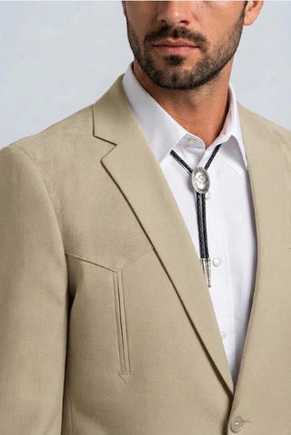 Platini Men's Western Suit with Suede Yoke