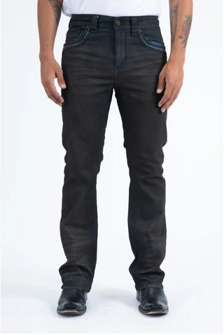 Platini Slim Bootcut Triple Stitch Denim Jeans- Black Washed