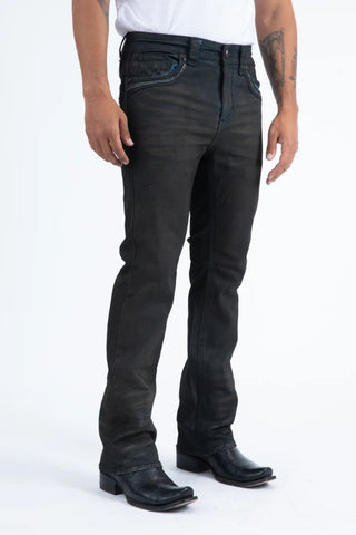 Platini Slim Bootcut Triple Stitch Denim Jeans- Black Washed