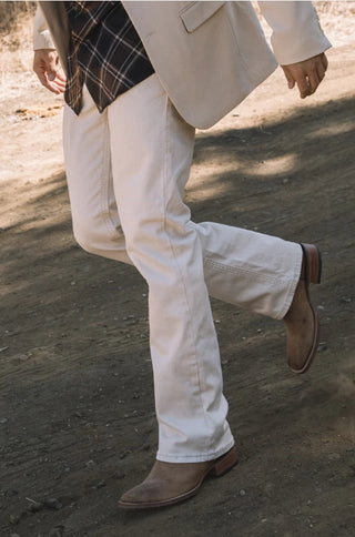 Platini Slim Bootcut Triple Stitch Denim Jeans- Beige