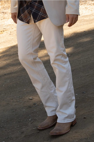 Platini Slim Bootcut Triple Stitch Denim Jeans- Beige