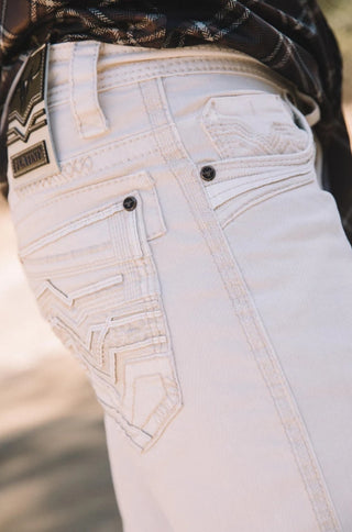Platini Slim Bootcut Triple Stitch Denim Jeans- Beige
