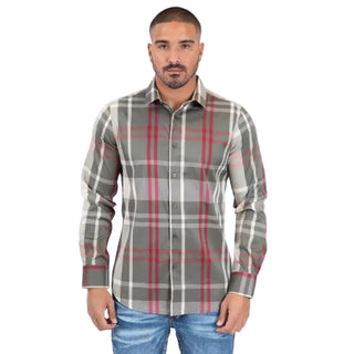 Platini Men's Modern Plaid Button-Up Shirt