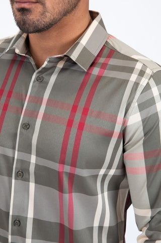 Platini Men's Modern Plaid Button-Up Shirt