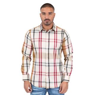Platini Men's Modern Plaid Button-Up Shirt