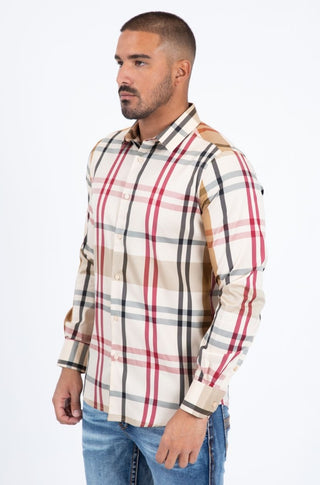 Platini Men's Modern Plaid Button-Up Shirt