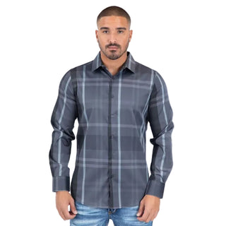 Platini Men's Modern Plaid Button-Up Shirt