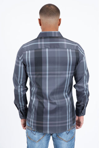 Platini Men's Modern Plaid Button-Up Shirt