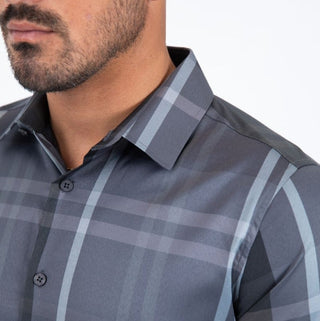 Platini Men's Modern Plaid Button-Up Shirt