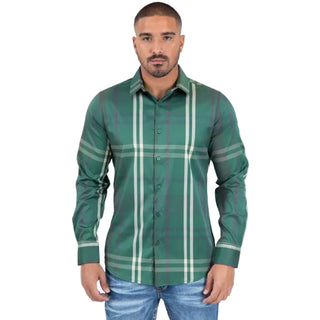 Platini Men's Modern Plaid Button-Up Shirt