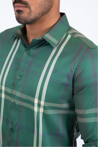 Platini Men's Modern Plaid Button-Up Shirt