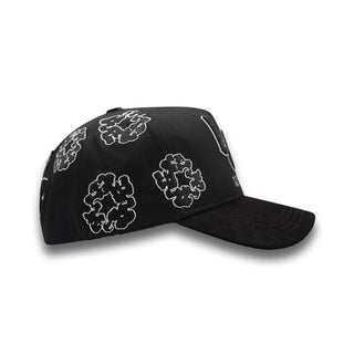 LA NUVES Snapback Hat – side view with embroidered clouds and suede brim