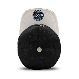 Top view of LA X Mexicans Cap showing embroidered crown and grey bill 