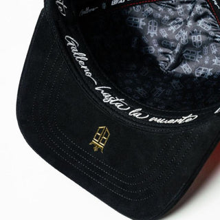 Undervisor detail of Gallo Roja snapback with “Gallero hasta la muerte” embroidery – BIGG BOSS