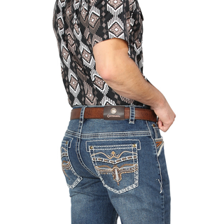 “Centenario Western Jeans back pockets with contrast stitching detail”
